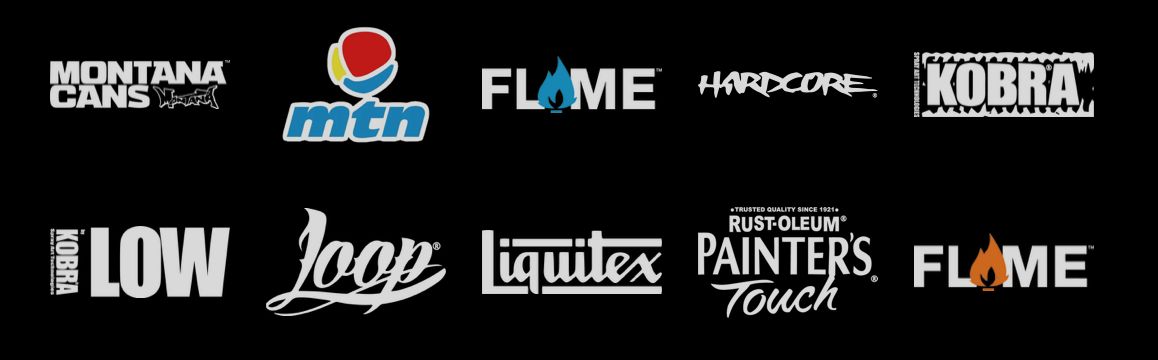 Spray paint brands including Montana, MTN, Loop and more